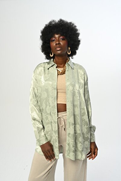 Orfeo Negro KADIN DESENLİ OVERSİZE KESİM GÖMLEK