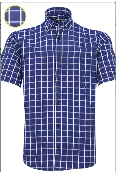 Varetta Ανδρικό πουκάμισο με ρίγες Navy Blue - Κοντό μανίκι και τσέπες