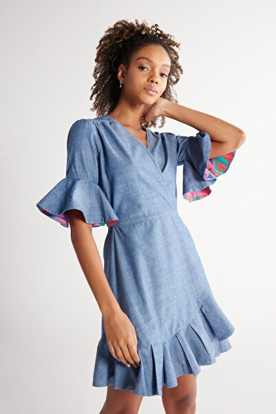 WRANGLER Regular Fit Normal Kesim %100 Pamuk V Yaka Jean Kot Kısa Elbise