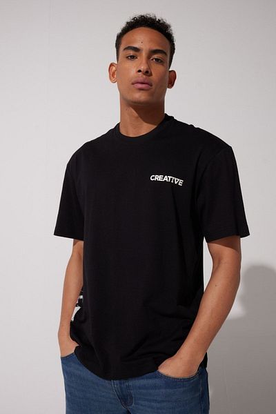 Riders by Lee Černé tričko Crew Neck ze 100% bavlnyLooseFit