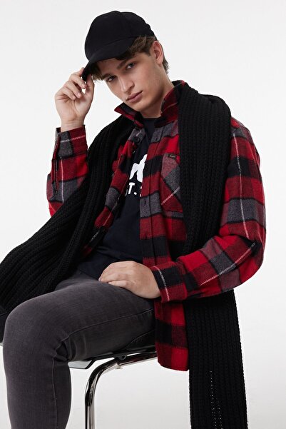 Lee Loose Fit Rahat Kesim Kırmızı Erkek Uzun Kol Gömlek