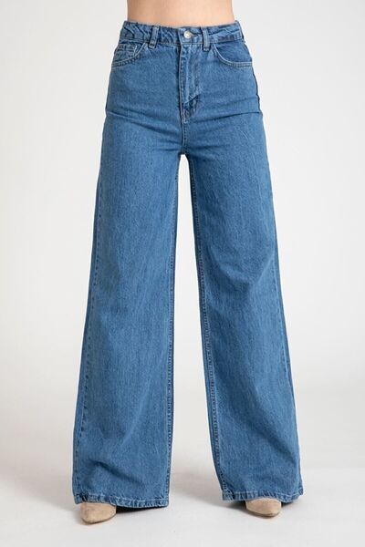 SHEVANE Camelio Gold Ikon 90's Likralı Süper Extra Yüksek Bel Palazzo Salaş Jean Pantolon