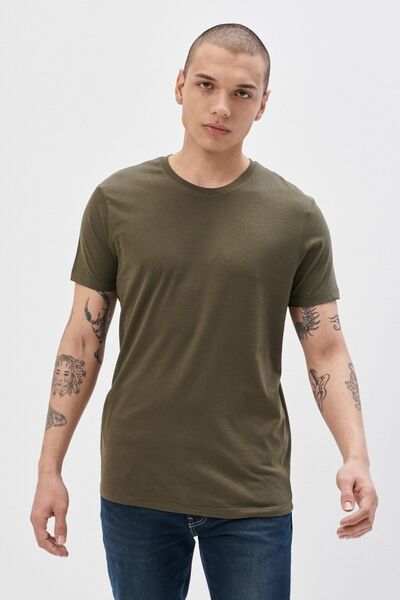 Riders by Lee Regular Fit %100 Pamuk Bisiklet Yaka Haki Tişört