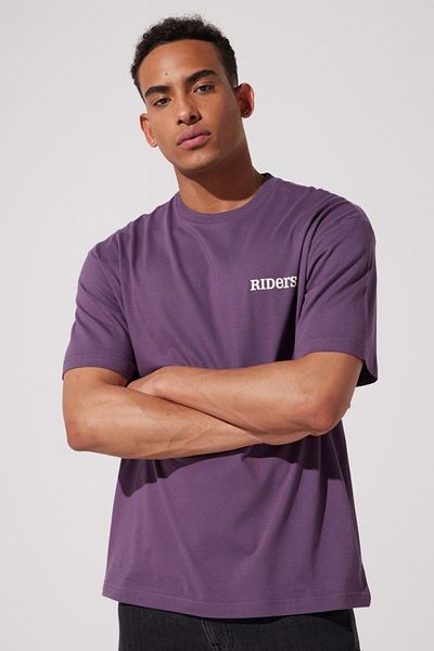 Riders by Lee Lilafarbenes T-Shirt mit Rundhalsausschnitt und lockerer Passform aus 100 % Baumwolle