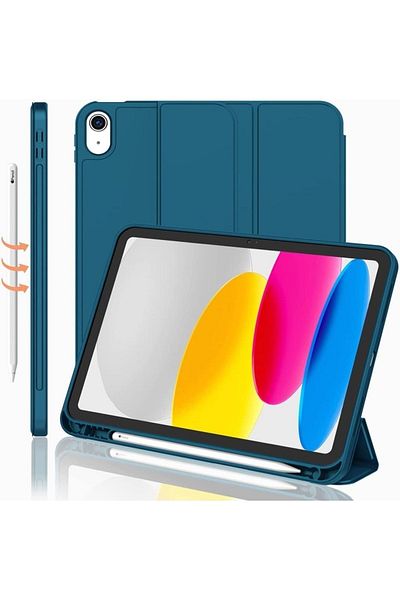 TEKNETSTORE 2022 Compatible Ipad 10.9 Inch - Case with Pen Compartment, Sleep Mode, Stand Silicone A2757 A2777 A2696