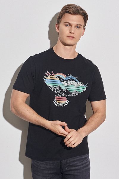 WRANGLER Black Regular Fit Crew Neck 100% Cotton T-Shirt