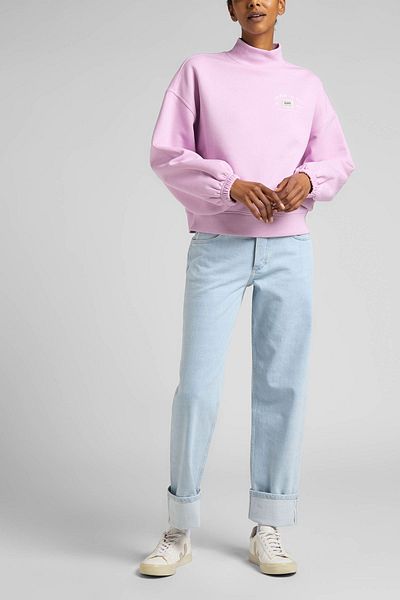 Lee Dehnbare Jeans mit hoher Taille – gerader Schnitt, gerades Bein, eisblaue Jane-Cuffed-Jeans für Damen