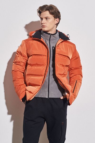 ALL TERRAIN GEAR -x- Wrangler All Terrain Gear Regular Fit Hooded Orange Puffer Jacket