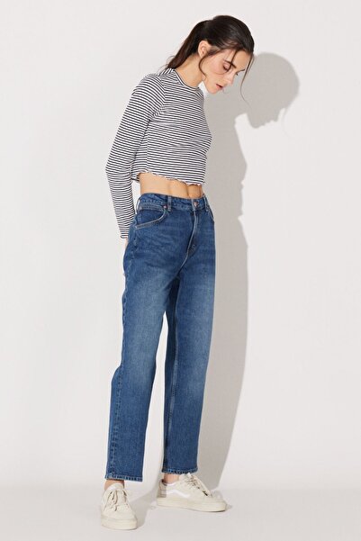 Lee Straight Fit Düz Kesim Normal Bel  Rider Classic Indigo Kadın Pamuklu Esnek Jean Kot Pantolon