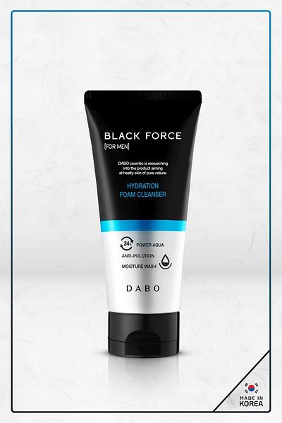 Dabo 120 ml Capacity Homme Black Force Moisturizing Foam Cleanser - Made In Korea