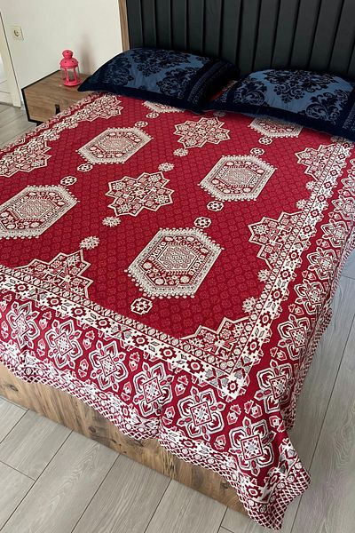 Bahtiyar İpek Large Patterned Red Cotton Local Pique