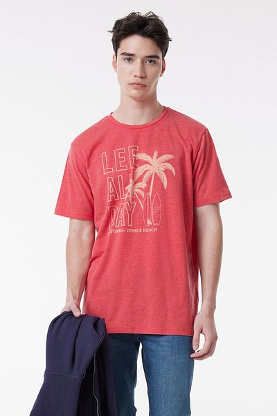 Lee Rotes Herren-T-Shirt mit normaler Passform und Rundhalsausschnitt