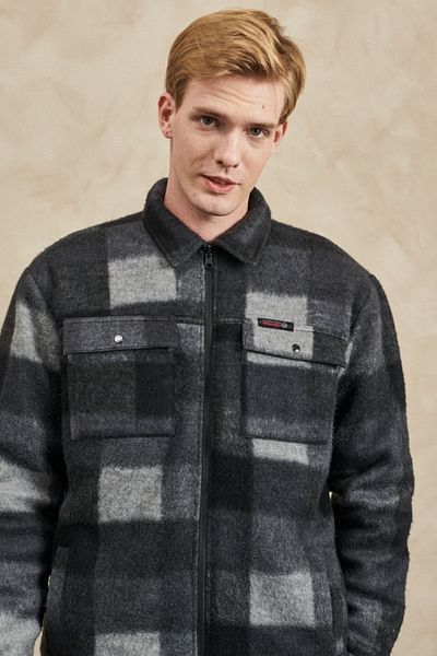 ALL TERRAIN GEAR -x- Wrangler All Terrain Gear Regular Cut Full Zip Checked Shacket Jacket