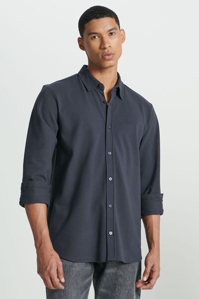 Lee Regular Fit Normal Kesim %100 Pamuk Antrasit Gömlek