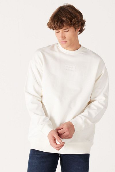 WRANGLER Off White - 100% Cotton Crew Neck Comfortable Sweatshirt