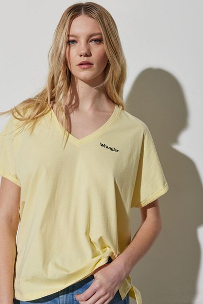 WRANGLER V-neck 100% Cotton Regular Fit T-shirt