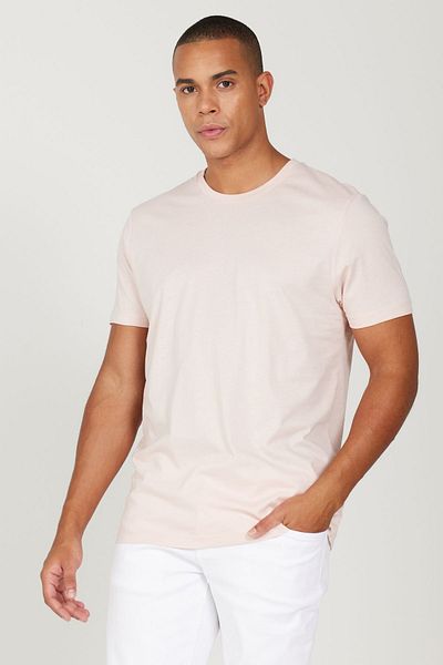 AC&Co / Altınyıldız Classics Men's Dried Rose Crew Neck Slim Fit Basic T-shirt - 100% Cotton