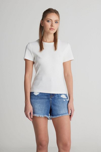 WRANGLER Slim Fit Slim Fit Crew Neck White T-Shirt