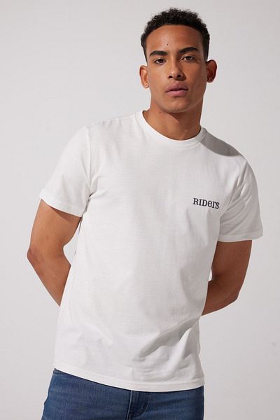 Riders by Lee Μπλουζάκι White Crew Neck 100% βαμβακερό κανονική εφαρμογή