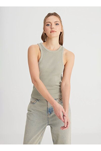 WRANGLER Crew Neck Khaki Women's Blouse W 241281801 -Sleeveless Blouse