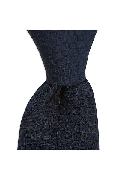1001 Kravat Navy Blue Patterned 8 cm Wide Silk Tie