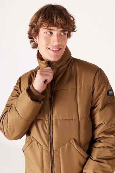 WRANGLER Stand Collar HoodedCamelPuffer Jacket -RegularFit