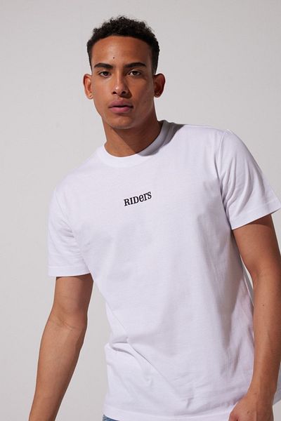 Riders by Lee Λευκό T-shirt με λαιμόκοψη 100% βαμβάκι με κανονική εφαρμογή