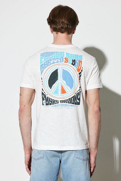 WRANGLER Crew Neck 100% Cotton Regular Fit Off-white T-shirt