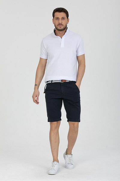 Wise Ανδρικό σορτς Κάπρι Navy Blue ριγέ - βαμβακερό, ζώνη και πλαϊνές τσέπες