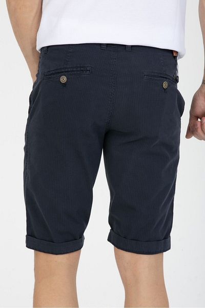 Wise Ανδρικό σορτς Κάπρι Navy Blue ριγέ - βαμβακερό, ζώνη και πλαϊνές τσέπες