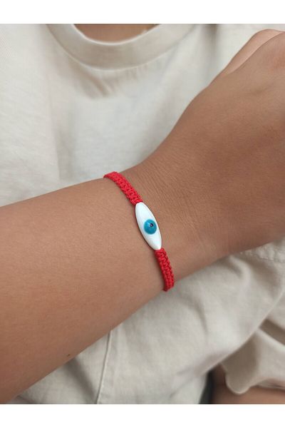 TREND Red Macrame String Mother of Pearl Charm Bracelet - Gift Bracelet
