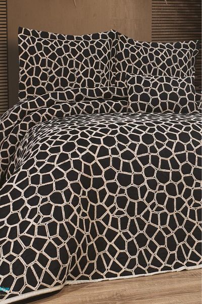 Çeyiz Diyarı Stone Black Cappucino Bedspread - 4 Pieces, 240x260