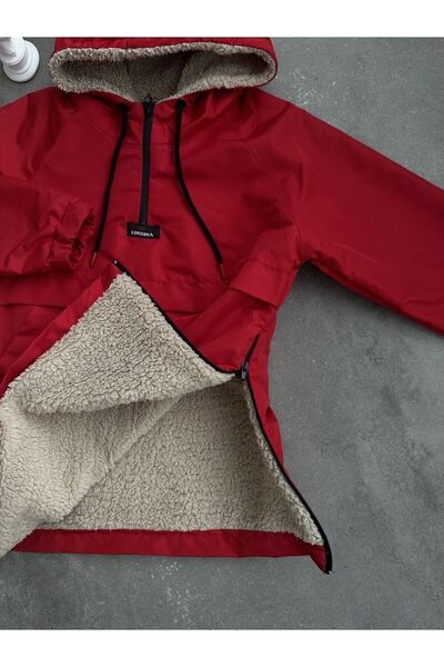 KİLSBUTİK Vízálló kapucnis pulóver szőrmével és kenguru zsebekkel