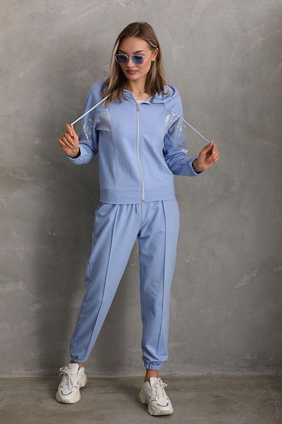 WestBound Γυναικείο αθλητικό σετ Foil Printed - Casual Σετ δύο τεμαχίων BABY BLUE