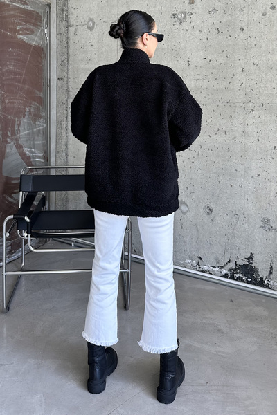 MODAGEN Plush Teddy Fleece - Women's, Neck Zippered Cardigan