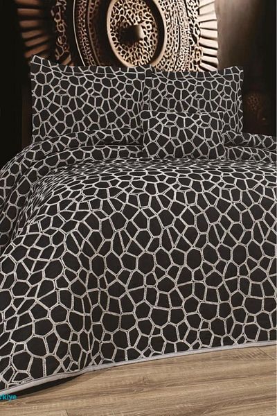 Çeyiz Diyarı Stone 4 Piece Bedspread - 240x260 Black Gray