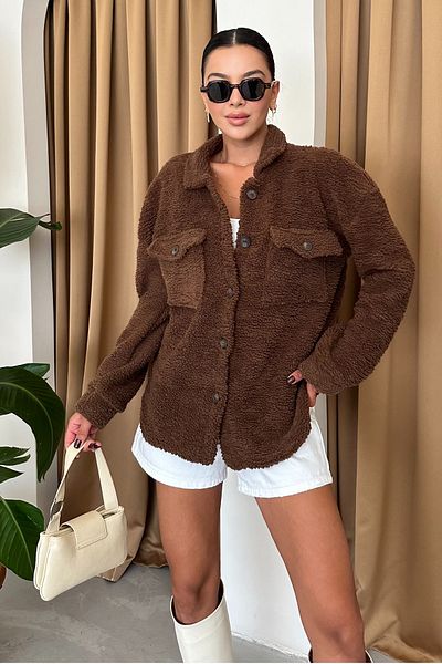 MODAGEN Lamb Teddy női dzseki - gombos kivitel