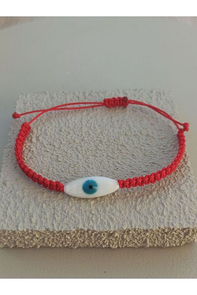 TREND Red Macrame String Mother of Pearl Charm Bracelet - Gift Bracelet