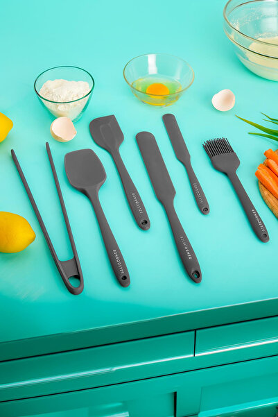 Silicorner 6 Pieces Silicone Cooking Kitchenware Set Pastry Spatula Spoon Egg Brush Tongs Spatula