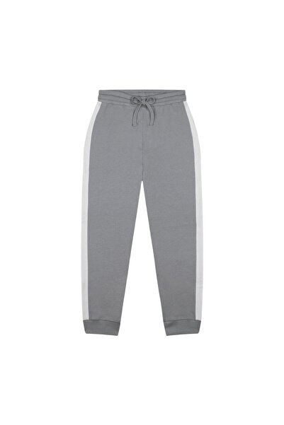 Antebies Beyaz Kontrastlı Gri Sweatshirt ve Pantolon Set