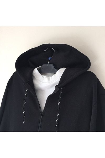 ModaSun Unisex Φούτερ με φερμουάρ μαύρη κουκούλα Ζακέτα