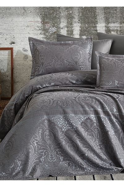 Dantela Anthracite Hazel Double Bedspread - Chenille