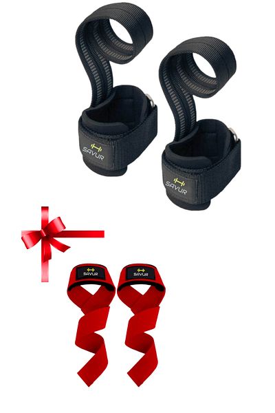 SAVUR أشرطة الرفع Big Grip Pro - مع هدية حزام الوزن
