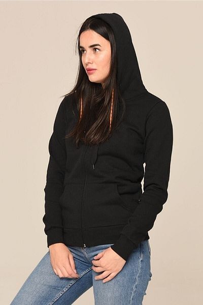 LAURELS Ck Boutique Damen-Cardigan mit Kapuze und Reißverschluss in Schwarz