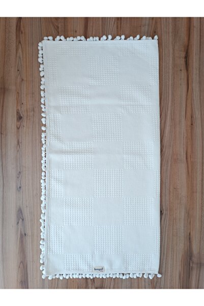 Tomuycuk Double Sided Ecru Baby Blanket - 100% Cotton, Natural Organic Sleeping Blanket 86x86cm