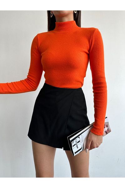 laughs Long Sleeve Raised Women's Blouse - Half Turtleneck, Camisole Rd2003