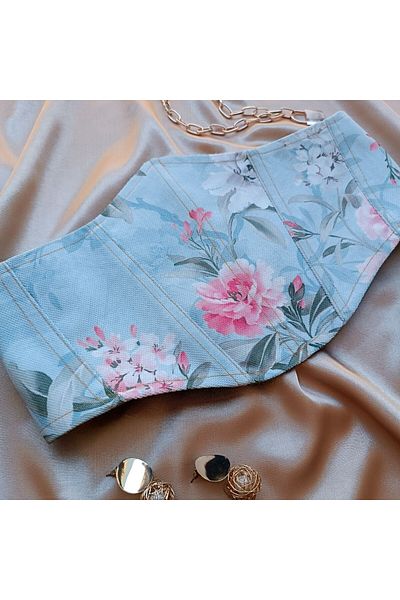 Alessia Underwire Vintage Floral Patterned Waist Belt Corset
