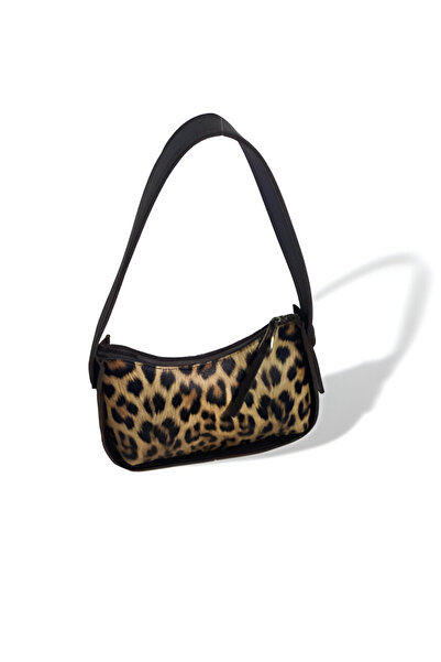 YMZBAG Geantă de umăr Baguette cu model leopard maro