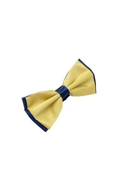Brianze Satin Bow Tie Ecru Navy Blue