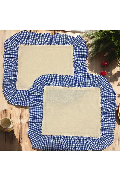 Erba kreasyon American Service - 100% φυσικό βαμβάκι, λινό Gingham μοτίβο δαντέλας